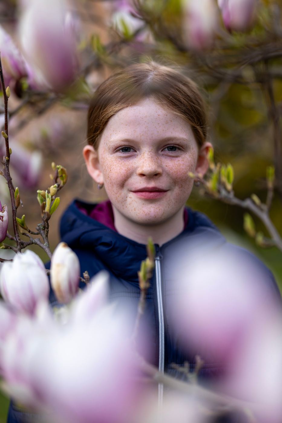 Girl with magnolias